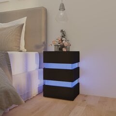 vidaXL naktsskapītis ar LED, melns, 45x35x67 cm, skaidu plāksne цена и информация | Прикроватные тумбочки | 220.lv