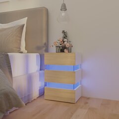 vidaXL naktsskapītis ar LED, balts, ozola, 45x35x67 cm, skaidu plāksne цена и информация | Прикроватные тумбочки | 220.lv