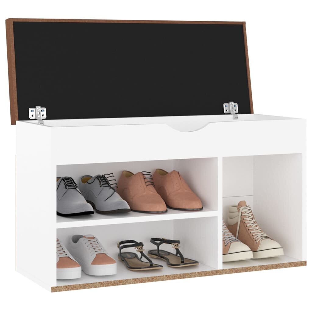 vidaXL apavu plaukts ar matraci, balts, 80x30x47 cm, skaidu plāksne цена и информация | Apavu skapji, apavu plaukti, priekšnama soliņi | 220.lv