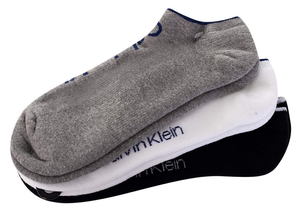 Zeķes vīriešiem Calvin Klein, 3 pāri, baltas/melnas/pelēkas 701218724 003 39814 cena un informācija | Vīriešu zeķes | 220.lv