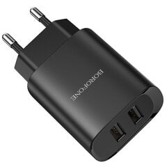 Сетевая зарядка Borofone BN2 2xUSB 2.1A + USB Type-C черная цена и информация | Зарядные устройства для телефонов | 220.lv