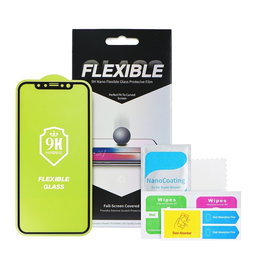 Ekrāna aizsargs Bestsuit Flexible Hybrid Glass 5D priekš iPhone 7 / 8 / SE 2020 4,7", melns cena un informācija | Ekrāna aizsargstikli | 220.lv