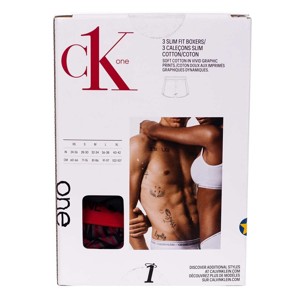 Bokseršorti vīriešiem Calvin Klein SLIM FIT BOXER, 3 pāri, melni/sarkani IE 000NB3000A WGW 40728 cena un informācija | Vīriešu apakšbikses | 220.lv