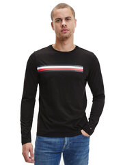 Мужская футболка Tommy Hilfiger LICED BAR LONG SLEEVE TEE, черная MW0MW20166 BDS 41092 цена и информация | Мужские футболки | 220.lv