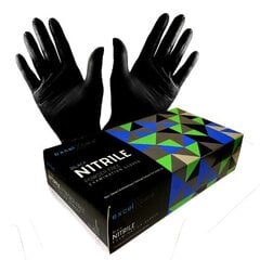 Excel Care melnu pulveri nesaturoši nitrila cimdi L izmēra, Black Powder Free Nitrile Gloves cena un informācija | Pirmā palīdzība | 220.lv