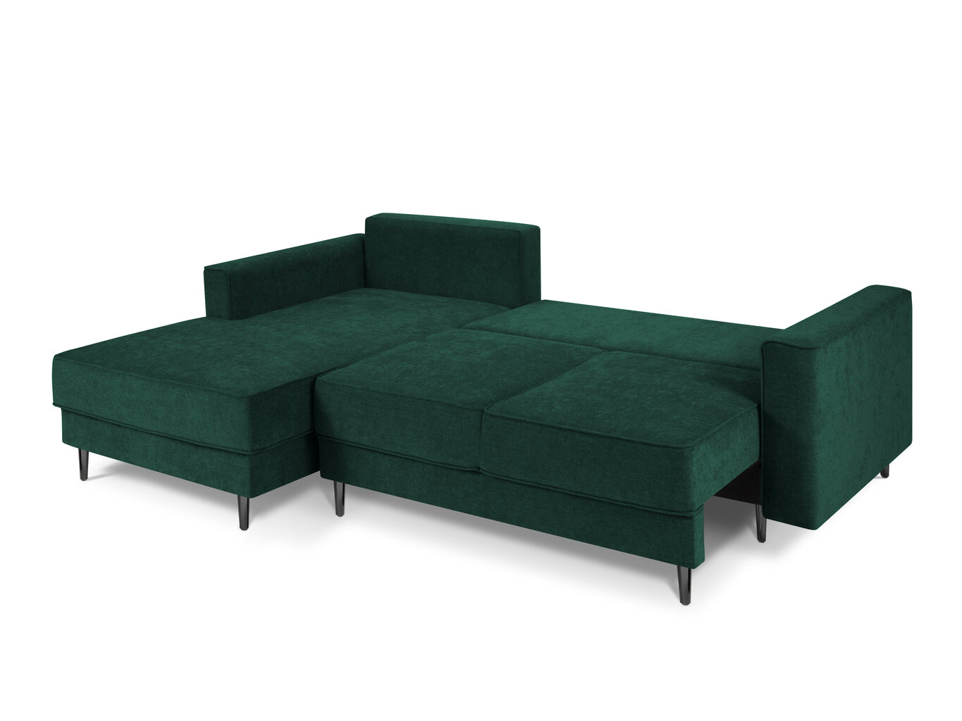 Stūra dīvāns Micadoni Home Dunas 4S, tumši zaļš/melns cena un informācija | Stūra dīvāni | 220.lv