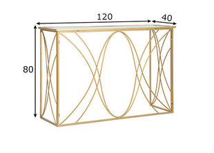 Konsole Glam, 120x40 cm, zelta krāsā cena un informācija | Konsoles galdiņi | 220.lv