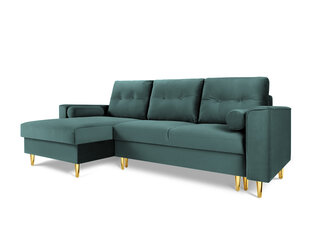 Stūra dīvāns Micadoni Home Leona 4S, gaiši zaļas/zeltainas krāsas cena un informācija | Stūra dīvāni | 220.lv