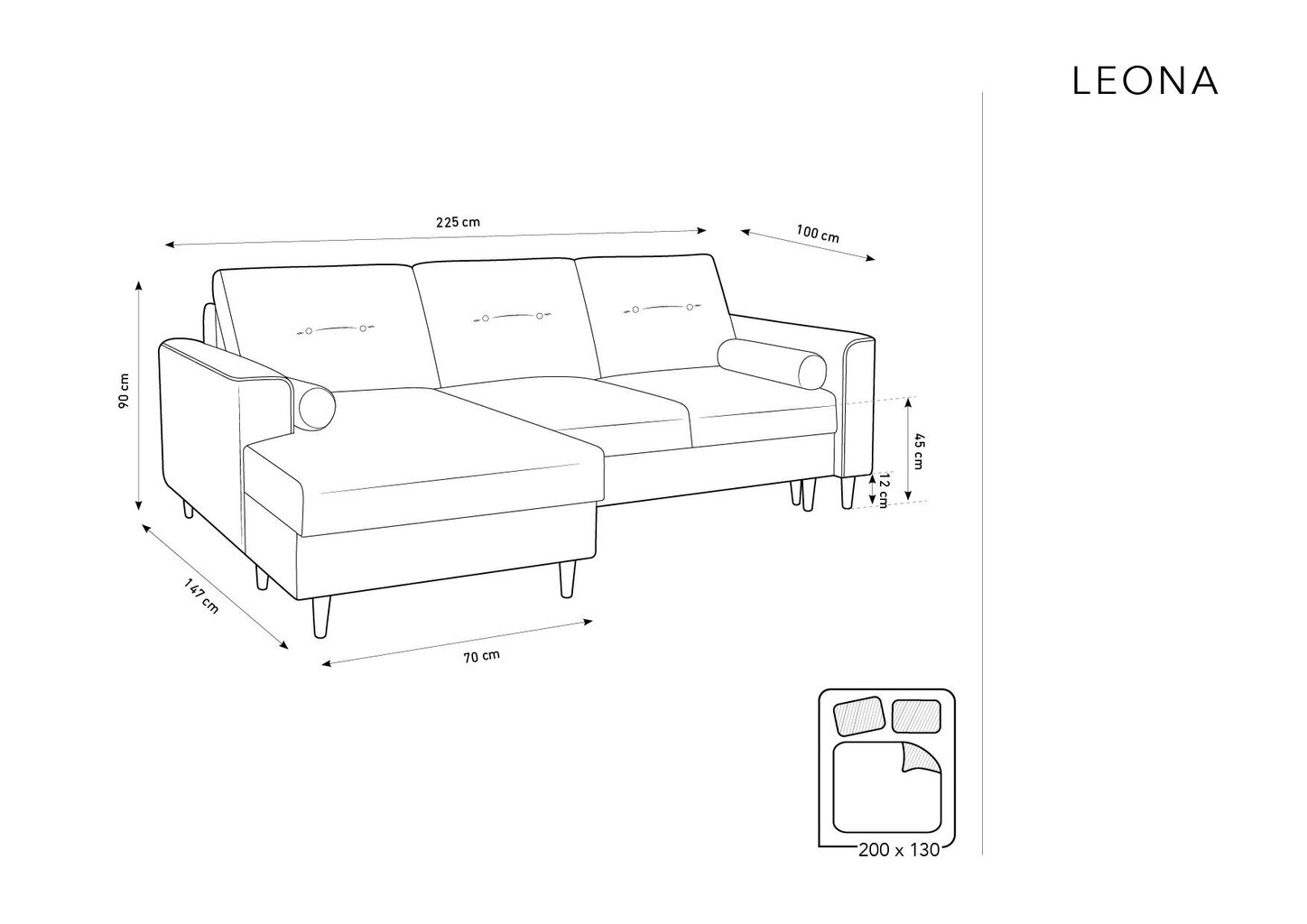 Stūra dīvāns Micadoni Home Leona 4S, pelēks/melns cena un informācija | Stūra dīvāni | 220.lv