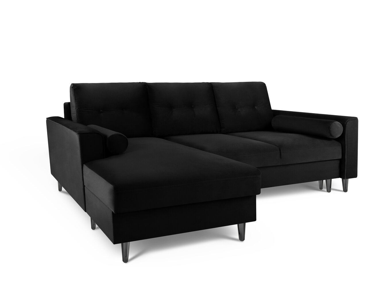 Stūra dīvāns Micadoni Home Leona 4S, melns cena un informācija | Stūra dīvāni | 220.lv