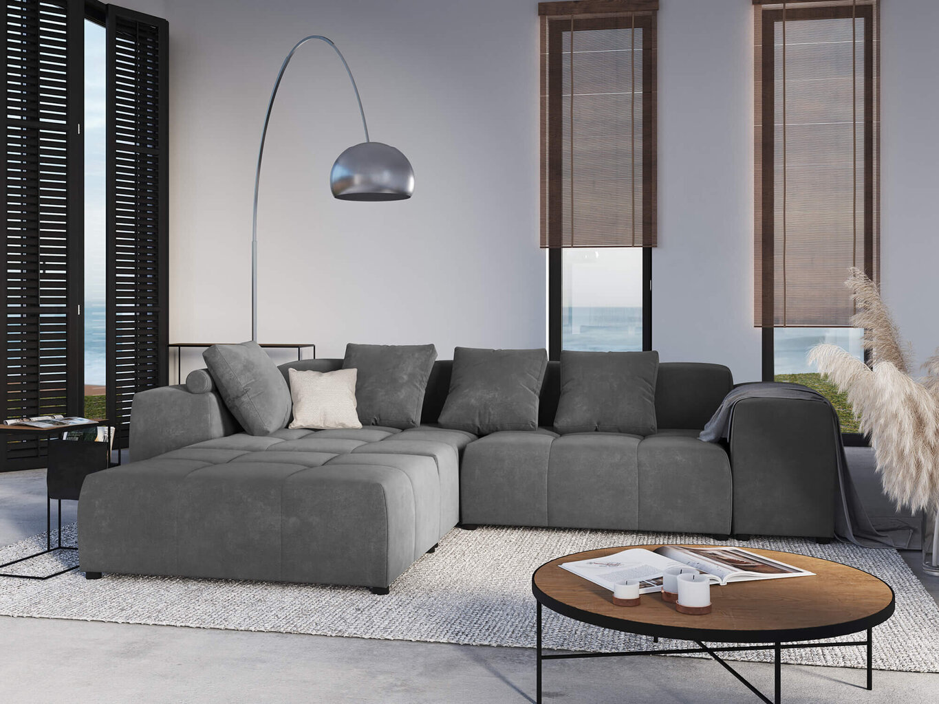 Universāls stūra dīvāns Micadoni Home Margo L, gaiši pelēks cena un informācija | Stūra dīvāni | 220.lv
