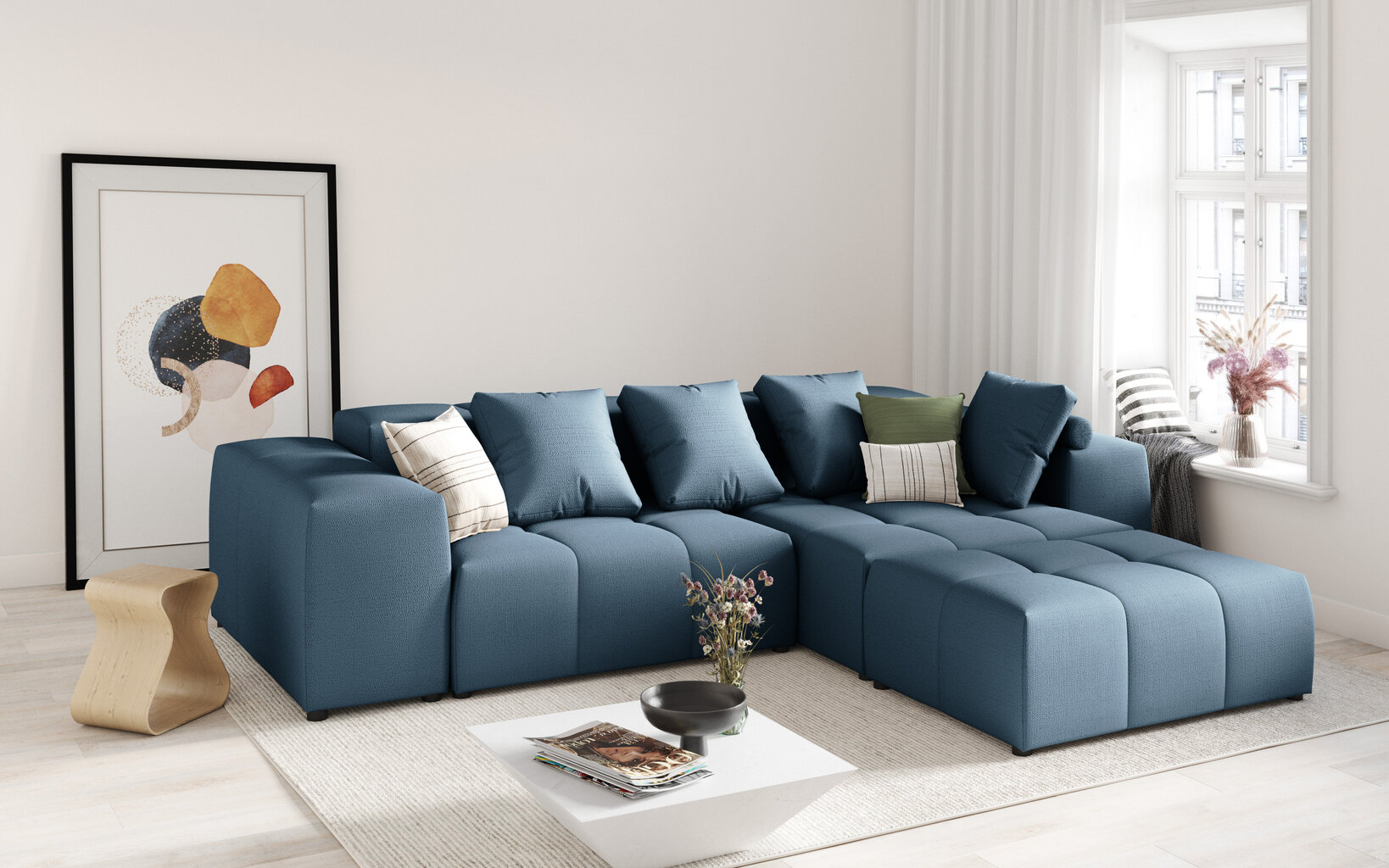 Universāls stūra dīvāns Micadoni Home Margo L 68, tumši zils cena un informācija | Stūra dīvāni | 220.lv