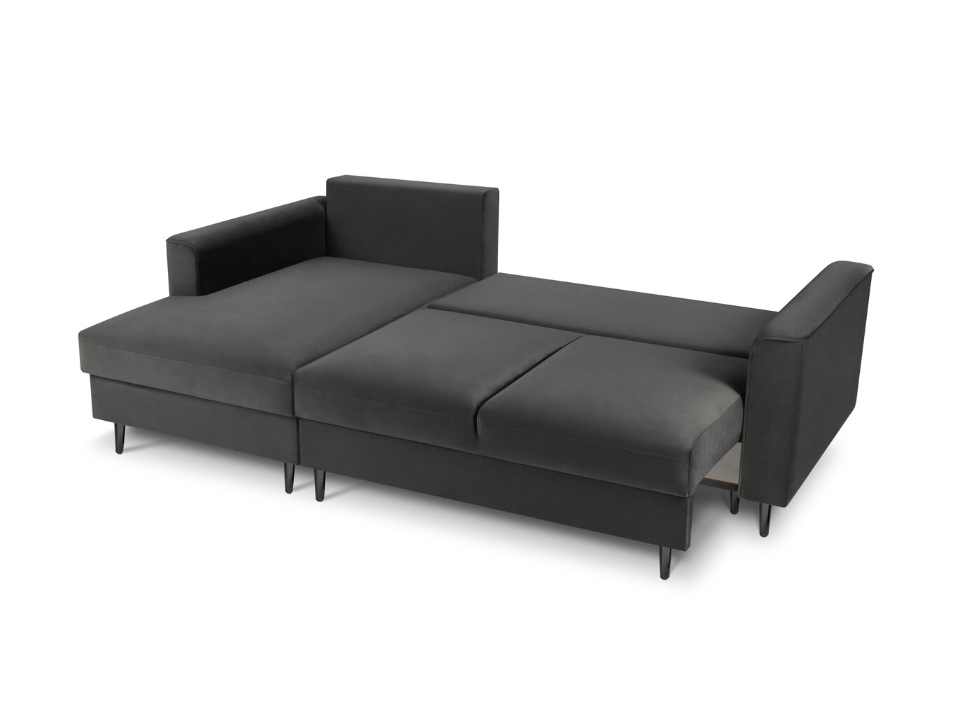 Stūra dīvāns Micadoni Home Leona 4S, tumši pelēks/melns cena un informācija | Stūra dīvāni | 220.lv