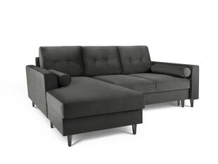 Мягкий уголок Micadoni Home Leona 4S, темно-серый/черный цвет цена и информация | Угловые диваны | 220.lv