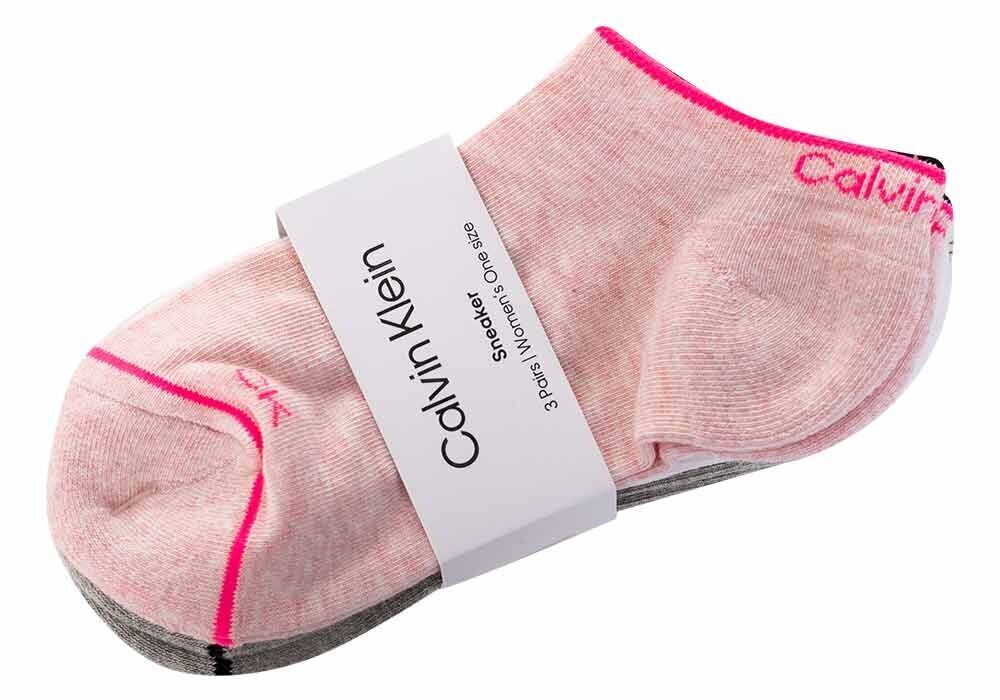 Sieviešu zeķes Calvin Klein, 3 pāri, rozā/baltas/pelēkas 701218765 003 39740 цена и информация | Sieviešu zeķes | 220.lv