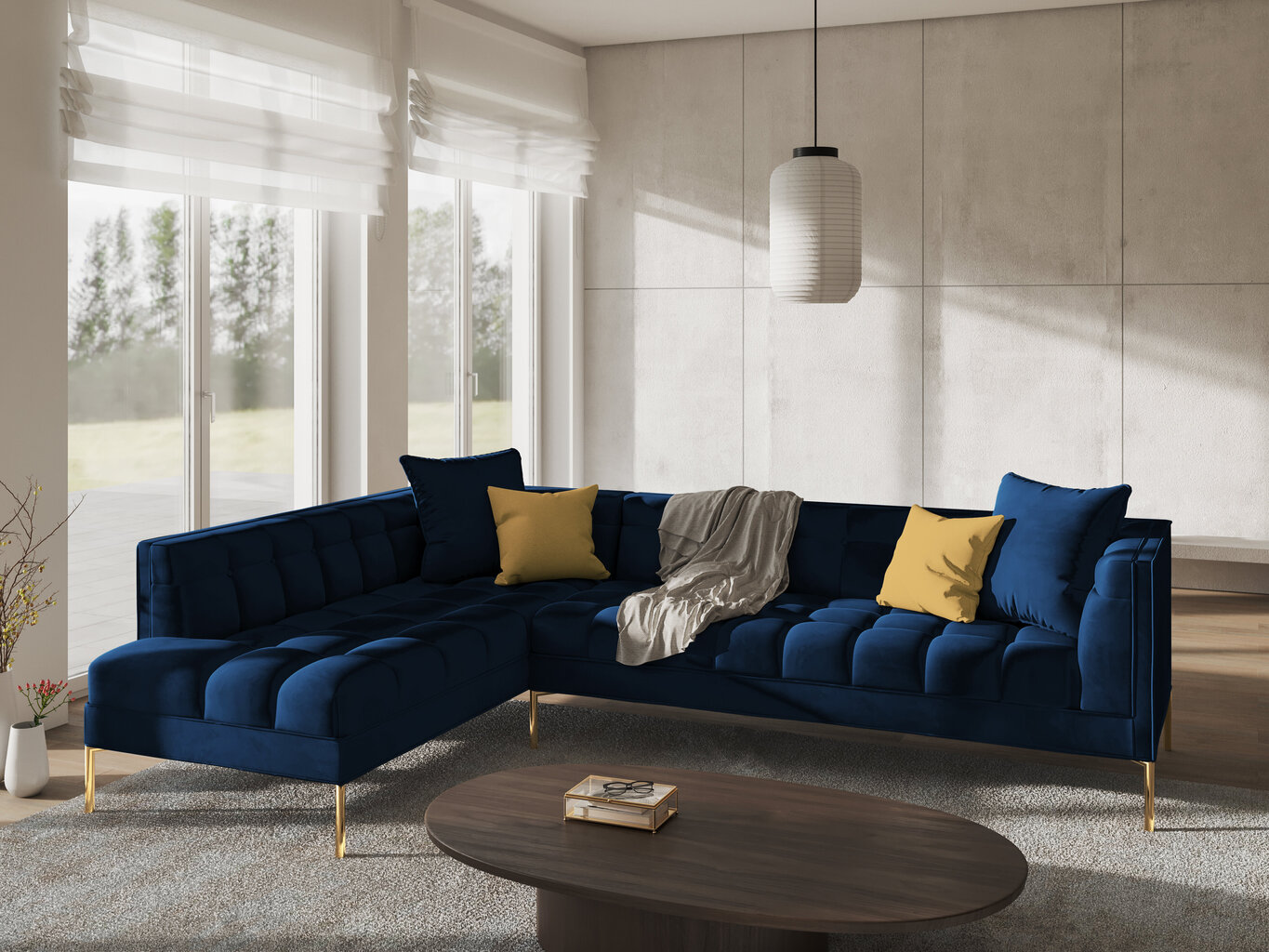 Stūra dīvāns Micadoni Home Karoo, zils cena un informācija | Stūra dīvāni | 220.lv