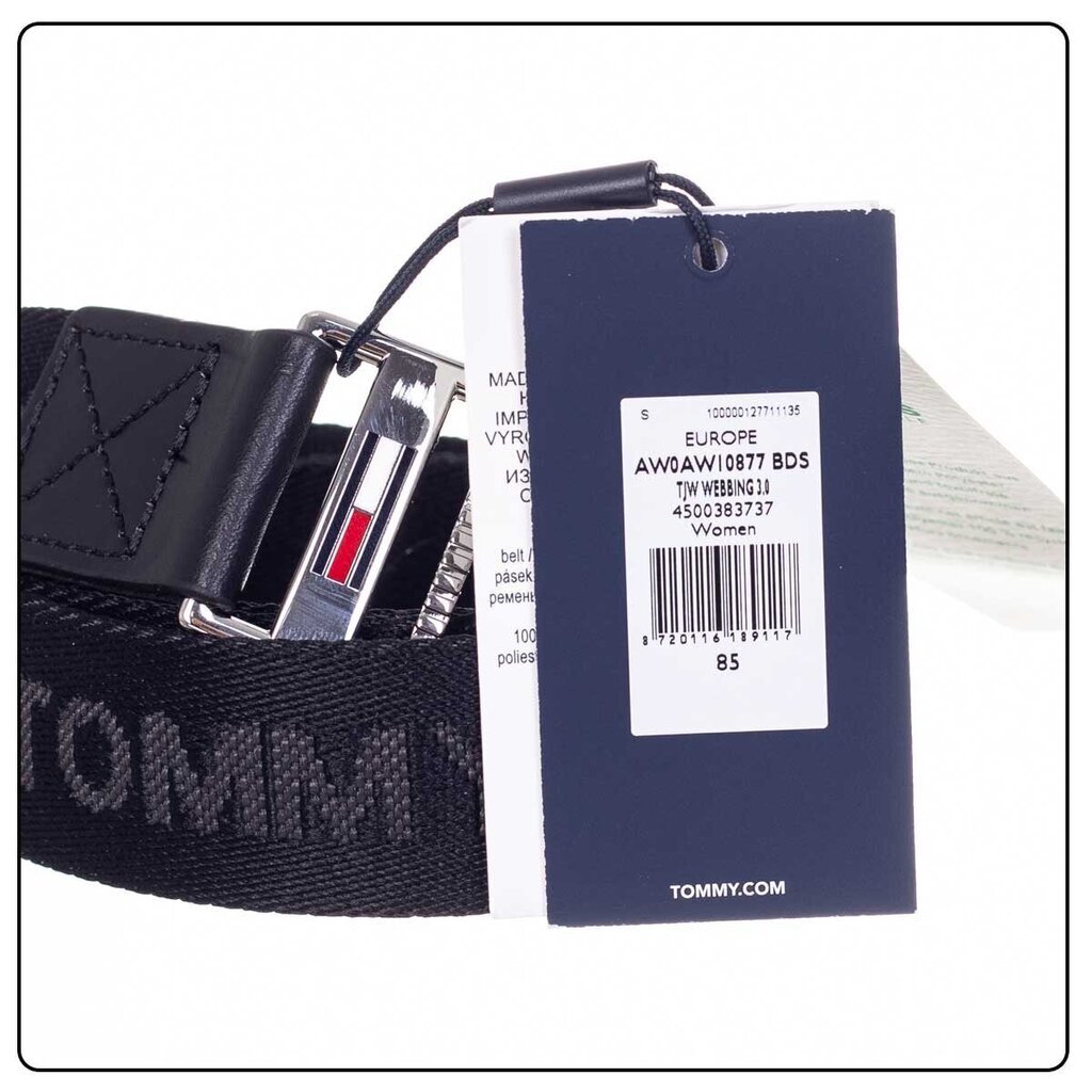 Josta sievietēm Tommy Hilfiger TJW WEBBING 3.0, melna AW0AW10877 BDS 41975 cena un informācija | Sieviešu jostas | 220.lv