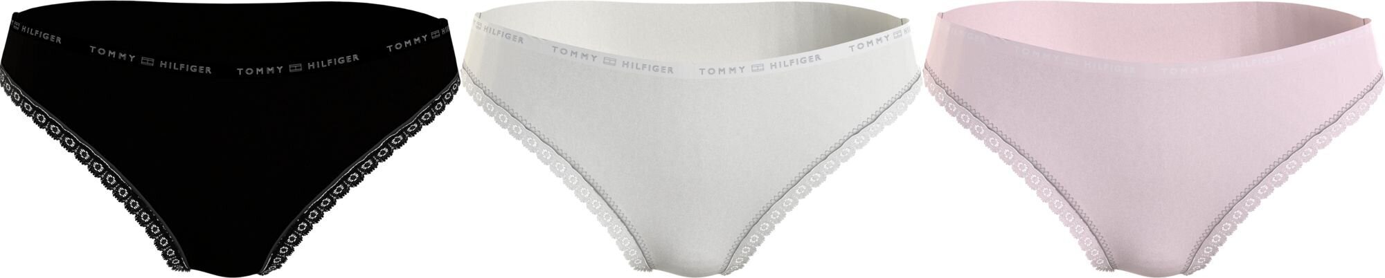 Sieviešu bikini biksītes Tommy Hilfiger 3 pāri, melnas/rozā/bēšas UW0UW02825 0R8 42422 cena un informācija | Sieviešu biksītes | 220.lv