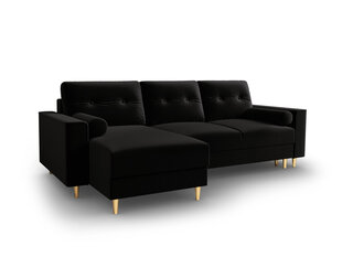 Universāls stūra dīvāns Micadoni Home Leona, melns/zelta krāsas cena un informācija | Stūra dīvāni | 220.lv