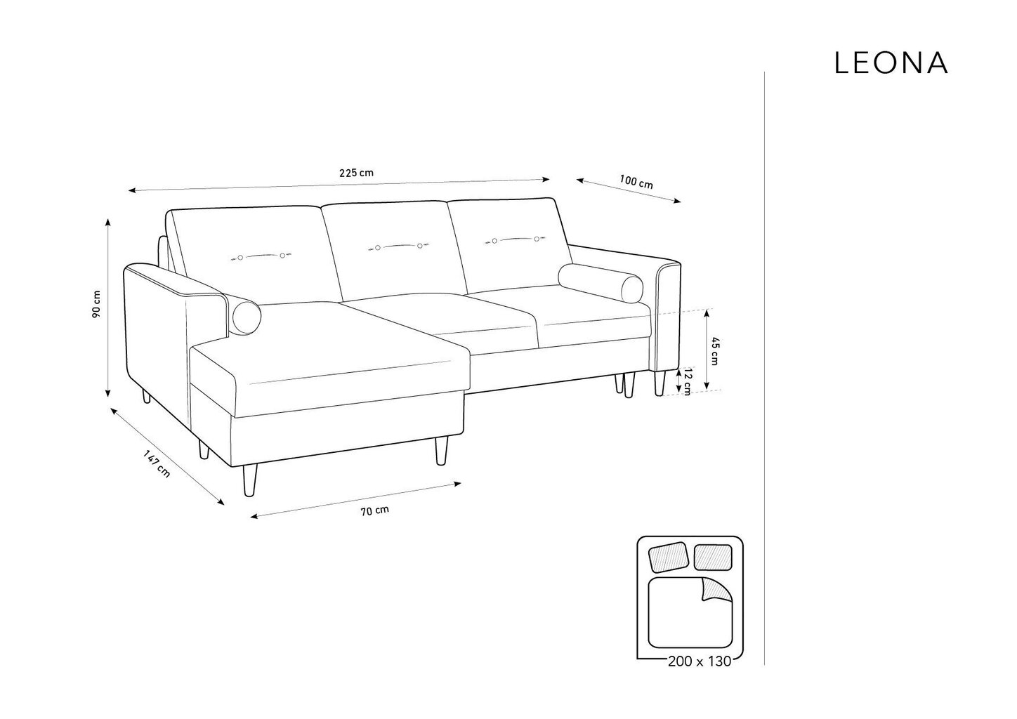 Stūra dīvāns Micadoni Home Leona 4S, smilškrāsas/zelta krāsas cena un informācija | Stūra dīvāni | 220.lv