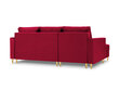 Stūra dīvāns Micadoni Home Leona 4S, sarkans/zelta krāsas cena un informācija | Stūra dīvāni | 220.lv