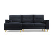 Stūra dīvāns Micadoni Home Leona 4S, tumši zils/zelta krāsas cena un informācija | Stūra dīvāni | 220.lv