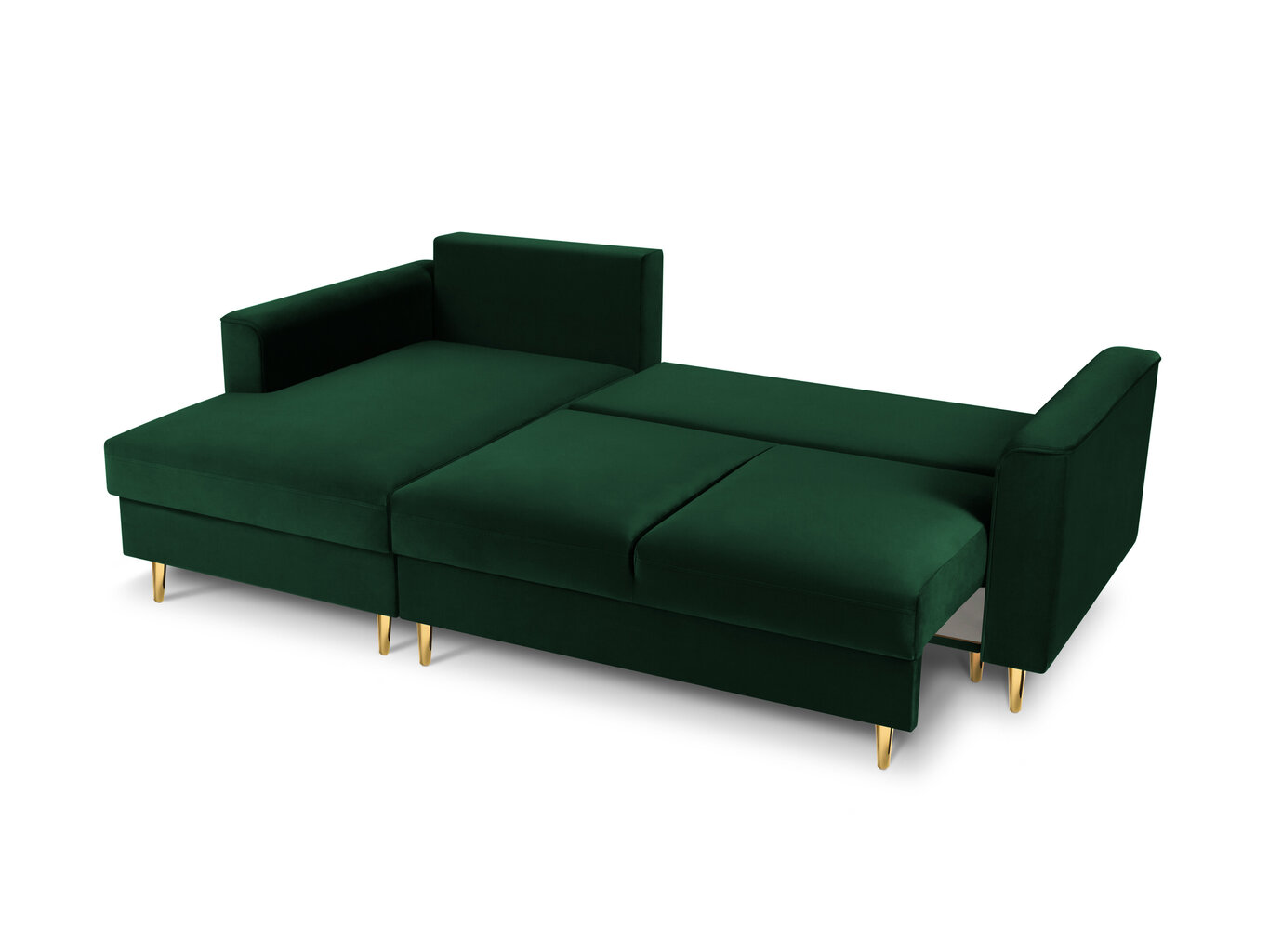 Stūra dīvāns Micadoni Home Leona 4S, zaļš/zelta krāsas cena un informācija | Stūra dīvāni | 220.lv