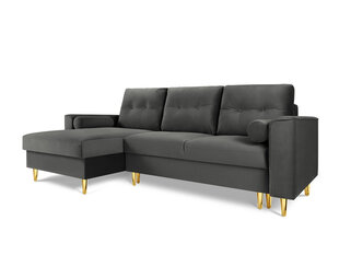 Stūra dīvāns Micadoni Home Leona 4S, tumši pelēks/zelta krāsas cena un informācija | Stūra dīvāni | 220.lv