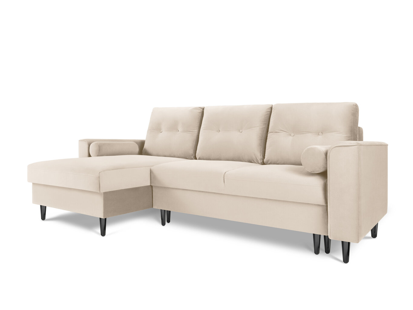 Stūra dīvāns Micadoni Home Leona 4S, smilškrāsas/melns цена и информация | Stūra dīvāni | 220.lv