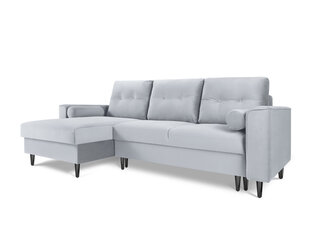 Stūra dīvāns Micadoni Home Leona 4S, gaiši zils/melns cena un informācija | Stūra dīvāni | 220.lv