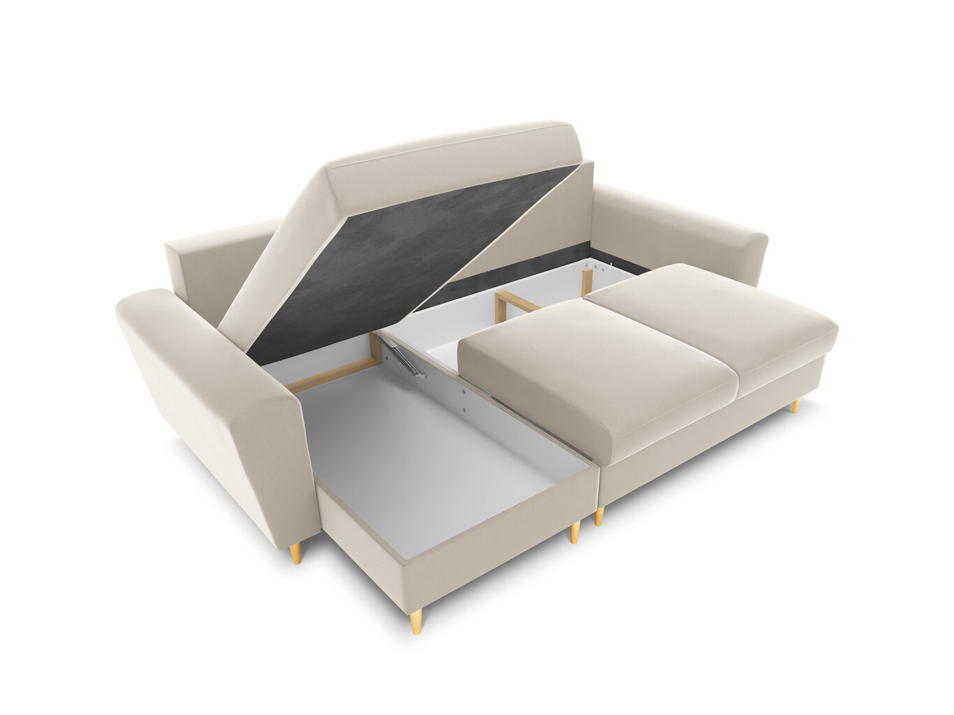 Universāls stūra dīvāns Micadoni Home Moghan, smilškrāsas/zelta krāsas cena un informācija | Stūra dīvāni | 220.lv