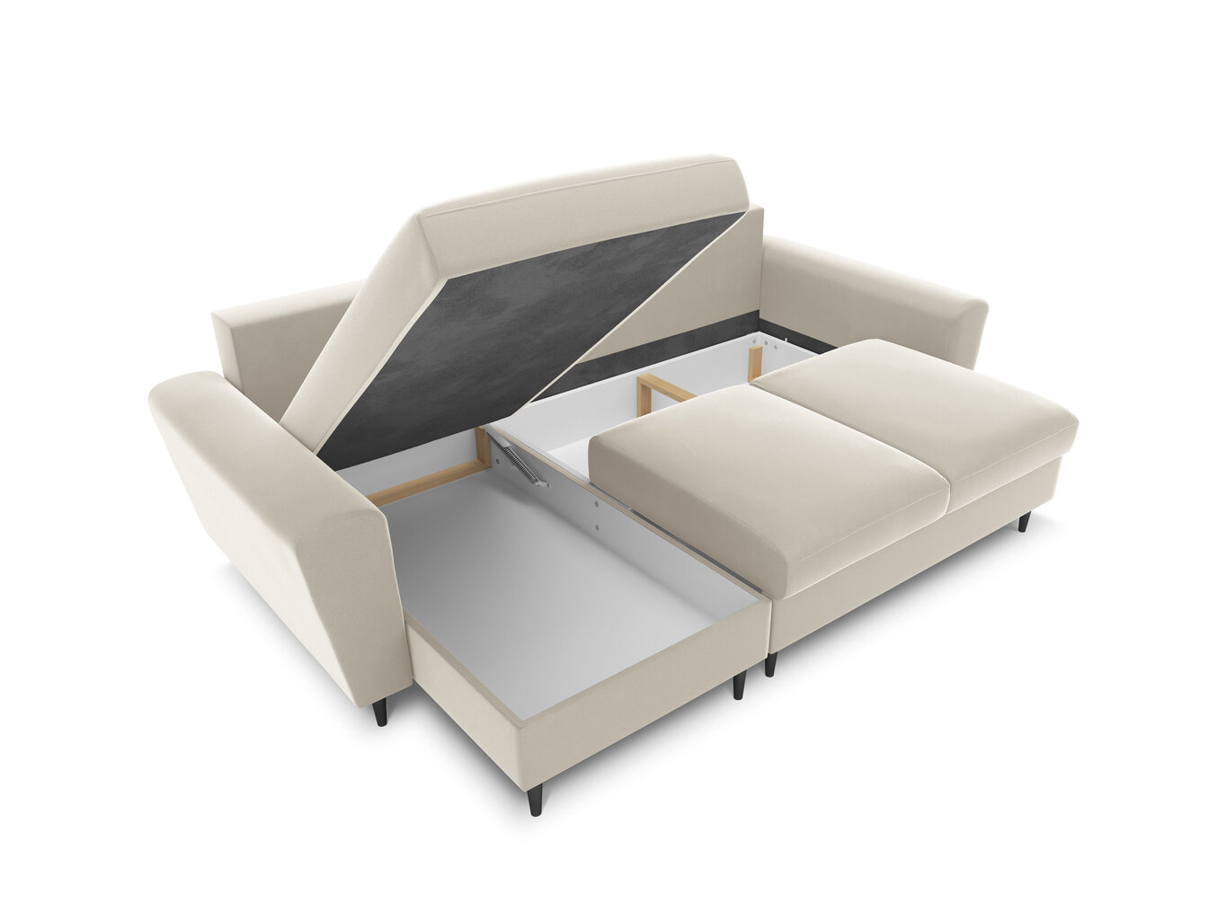 Universāls stūra dīvāns Micadoni Home Moghan, smilškrāsas/melns cena un informācija | Stūra dīvāni | 220.lv