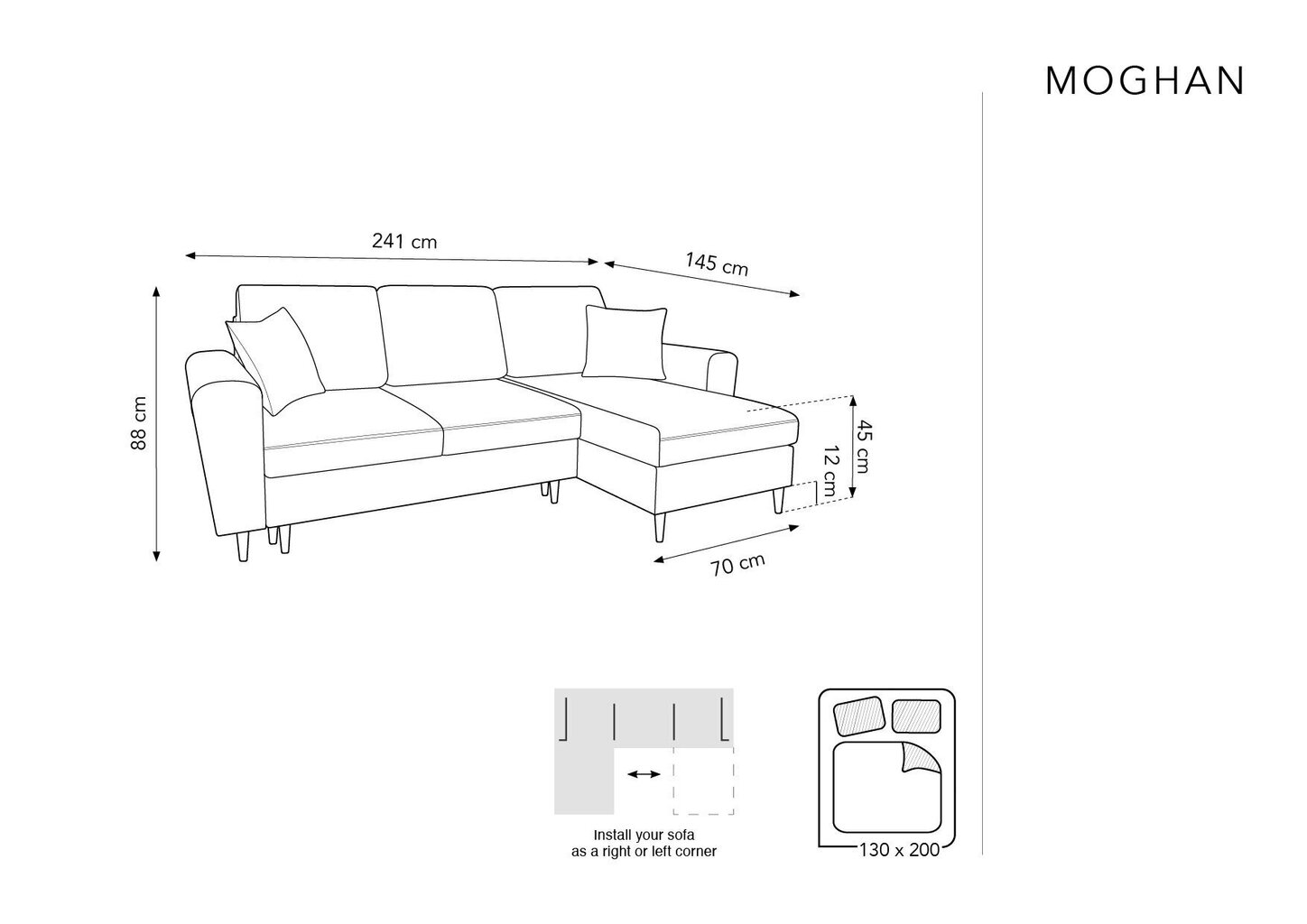 Universāls stūra dīvāns Micadoni Home Moghan, gaiši zils/melns цена и информация | Stūra dīvāni | 220.lv