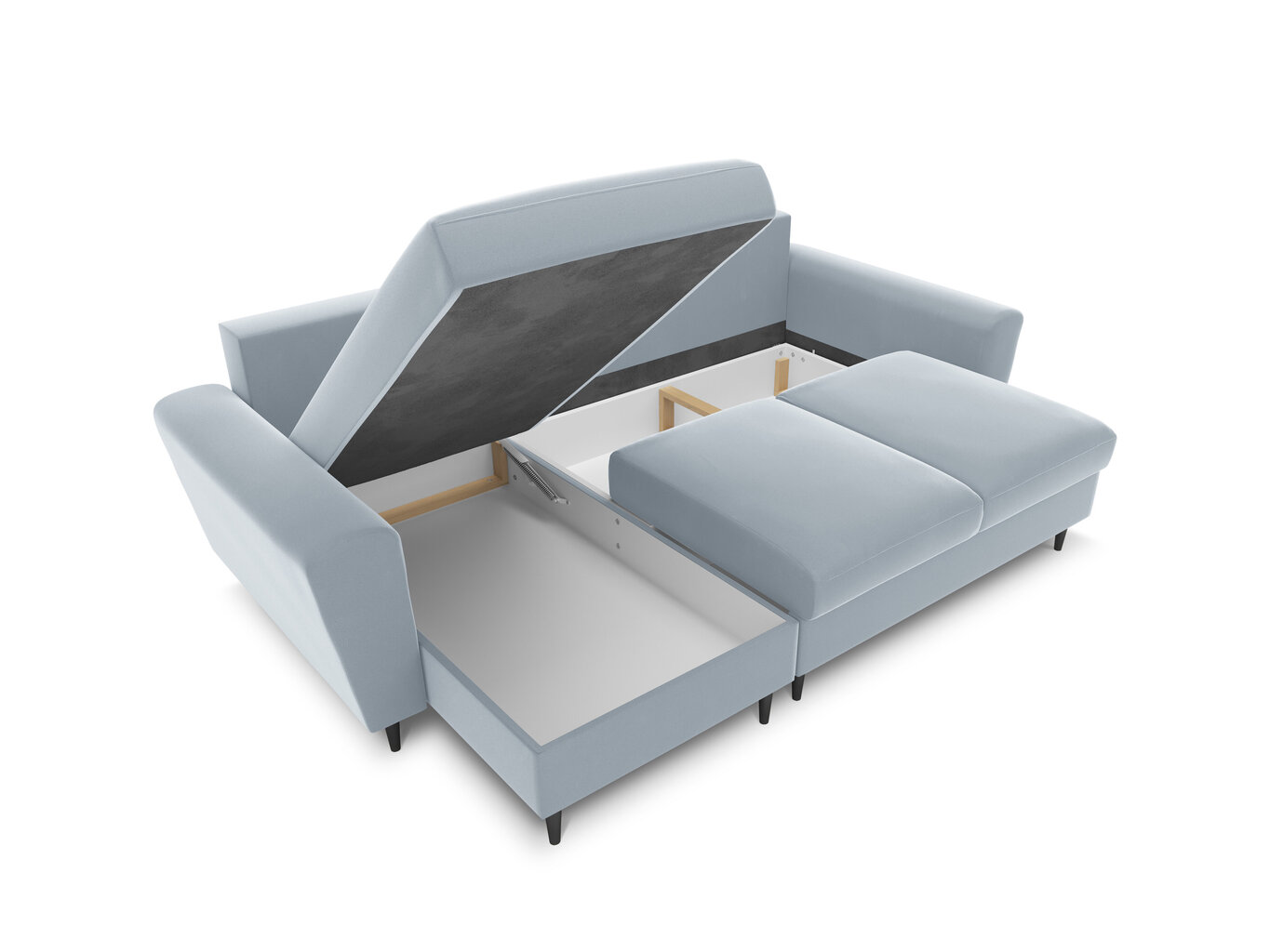 Universāls stūra dīvāns Micadoni Home Moghan, gaiši zils/melns cena un informācija | Stūra dīvāni | 220.lv