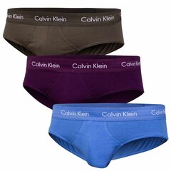 Apakšbikses vīriešiem Calvin Klein HIP Brief 3 pāri, violetas / zilas / zaļas 0000U2661G WHF 40735 cena un informācija | Vīriešu apakšbikses | 220.lv