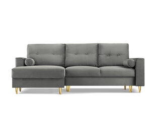 Stūra dīvāns Micadoni Home Leona 4S, pelēks/zelta krāsas cena un informācija | Stūra dīvāni | 220.lv
