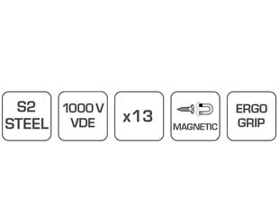 Dielektrisko skrūvgriežu komplekts, 1000 V, 13 pr. HOEGERT, HT1S997 cena un informācija | Rokas instrumenti | 220.lv