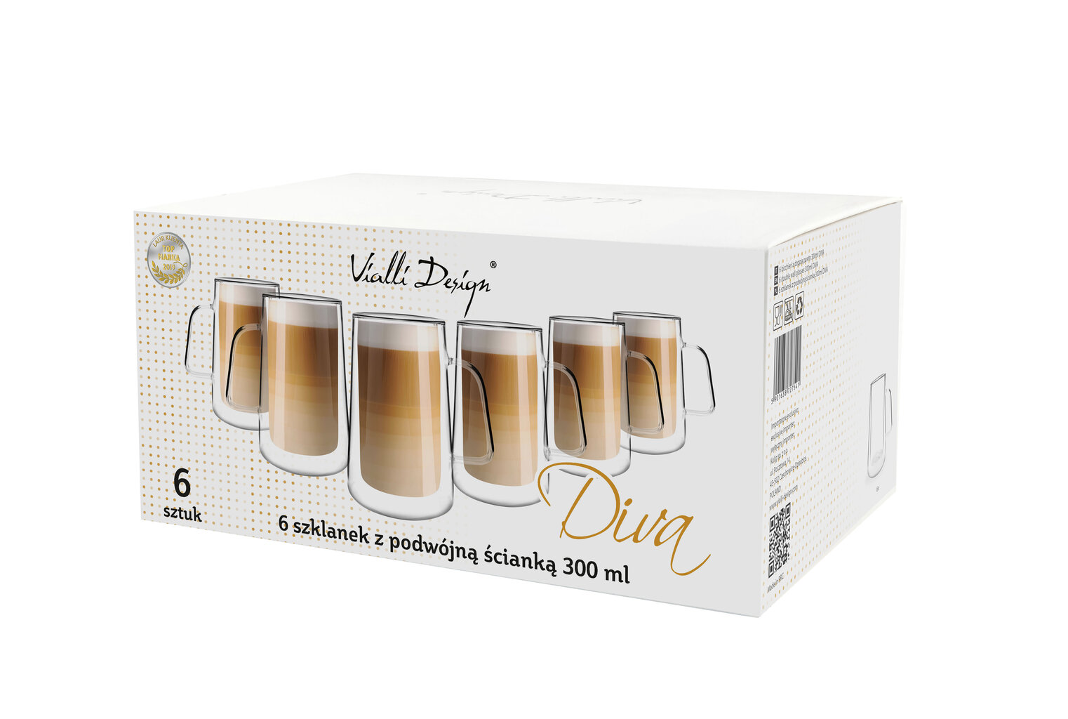 Vialli Design krūzīšu komplekts ar dubultstikla sieniņām Diva, 300 ml, 6 gab. cena un informācija | Glāzes, krūzes, karafes | 220.lv