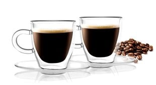 Vialli Design espresso krūzīte ar dubultstikla sieniņām ar apakštasīti Amo, 50 ml, 2 gab. цена и информация | Стаканы, фужеры, кувшины | 220.lv