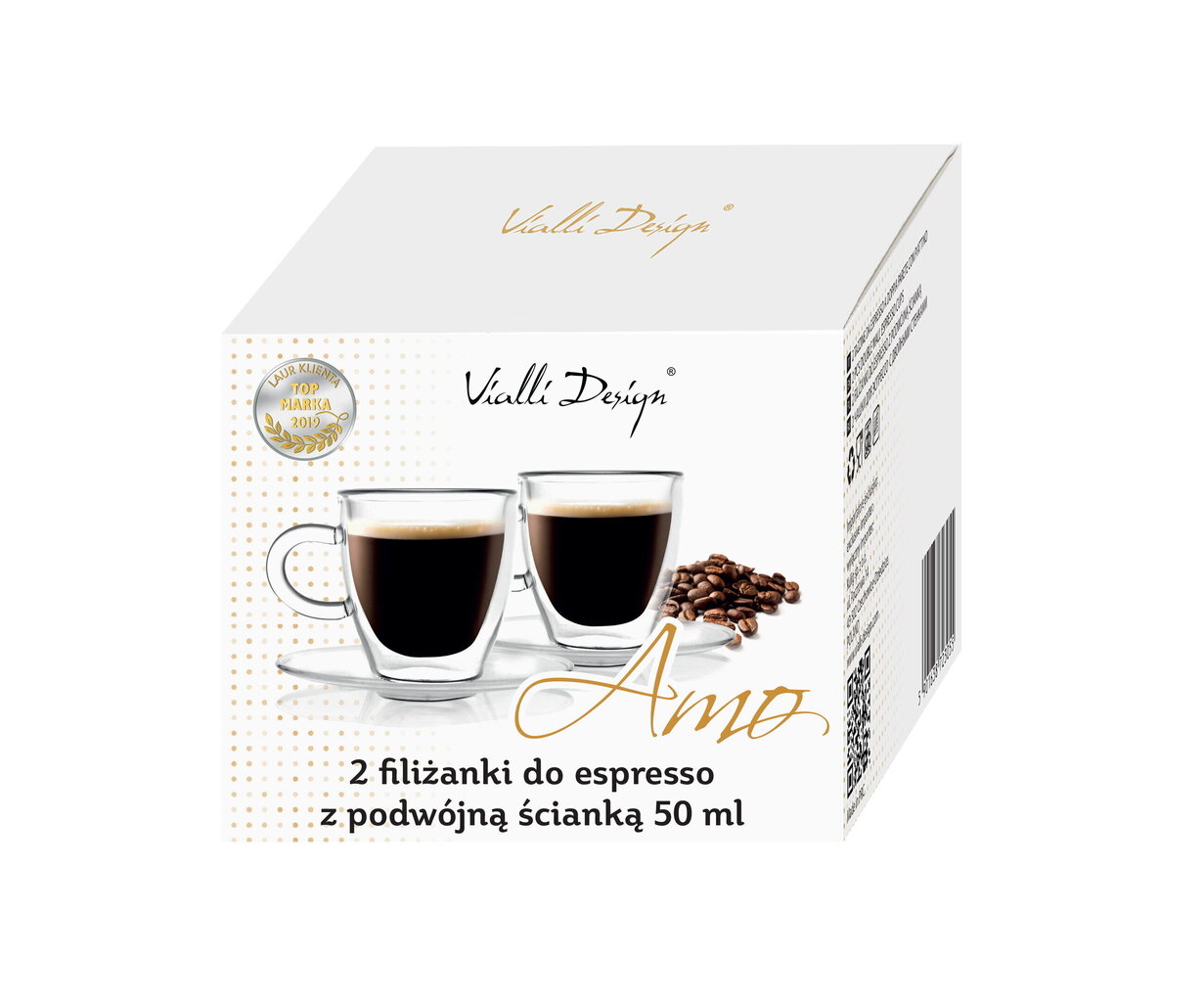 Vialli Design espresso krūzīte ar dubultstikla sieniņām ar apakštasīti Amo, 50 ml, 2 gab. cena un informācija | Glāzes, krūzes, karafes | 220.lv
