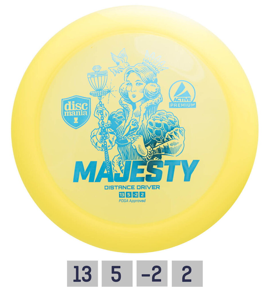 Disku golfa disks Distance Driver MAJESTY Active Premium Yellow cena un informācija | Disku golfs | 220.lv