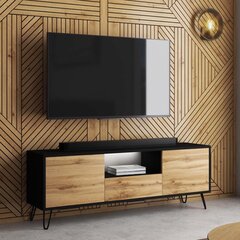 ТВ шкафчик Selsey Ploystea с LED подсветкой, черный/коричневый цена и информация | Тумбы под телевизор | 220.lv