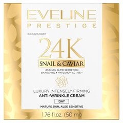 Dienas sejas krēms nobriedušai ādai Eveline 24k Snail&Caviar 50 ml cena un informācija | Sejas krēmi | 220.lv