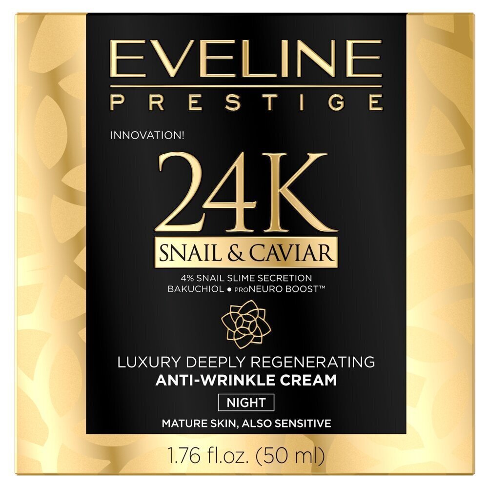 Nakts sejas krēms nobriedušai ādai Evelina 24k Snail&Caviar 50 ml цена и информация | Sejas krēmi | 220.lv