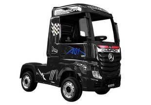 Bērnu kravas elektromobilis Mercedes Actros, melns, lakots, ar MP4 cena un informācija | Bērnu elektroauto | 220.lv