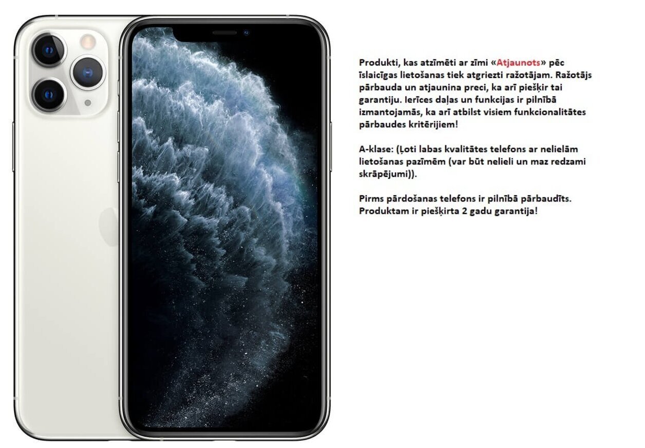 Apple iPhone 11 Pro Max (Atjaunināts), 256GB, Silver cena un informācija | Mobilie telefoni | 220.lv