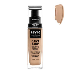 Grima pamats NYX Can't Stop Won't Stop Medium Olive, 30ml cena un informācija | Grima bāzes, tonālie krēmi, pūderi | 220.lv