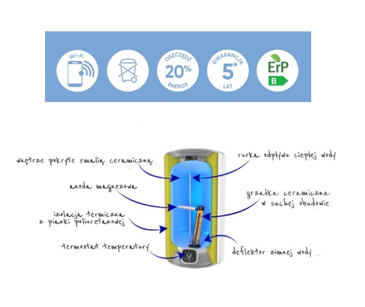 Elektriskais ūdens sildītājs Atlantic GENIUS Wi-Fi 100, vertikāls, 100 l цена и информация | Ūdens sildītāji | 220.lv