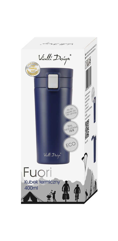 Vialli Design termo krūze Fuori, 400 ml, tumši zila cena un informācija | Termosi, termokrūzes | 220.lv