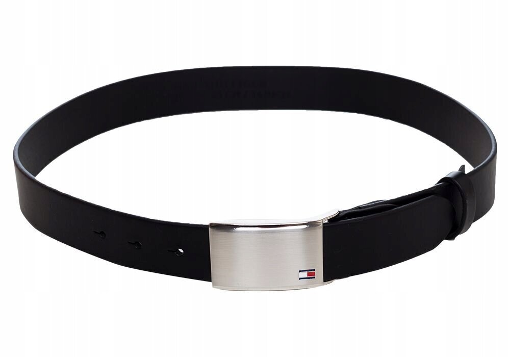 Josta vīriešiem Tommy Hilfiger PLAQUE BELT ADJ 3,5 cm, melna AM0AM01995 002 41627 cena un informācija | Vīriešu jostas | 220.lv